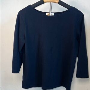 Talbots Navy Blue 3/4 Sleeve Top